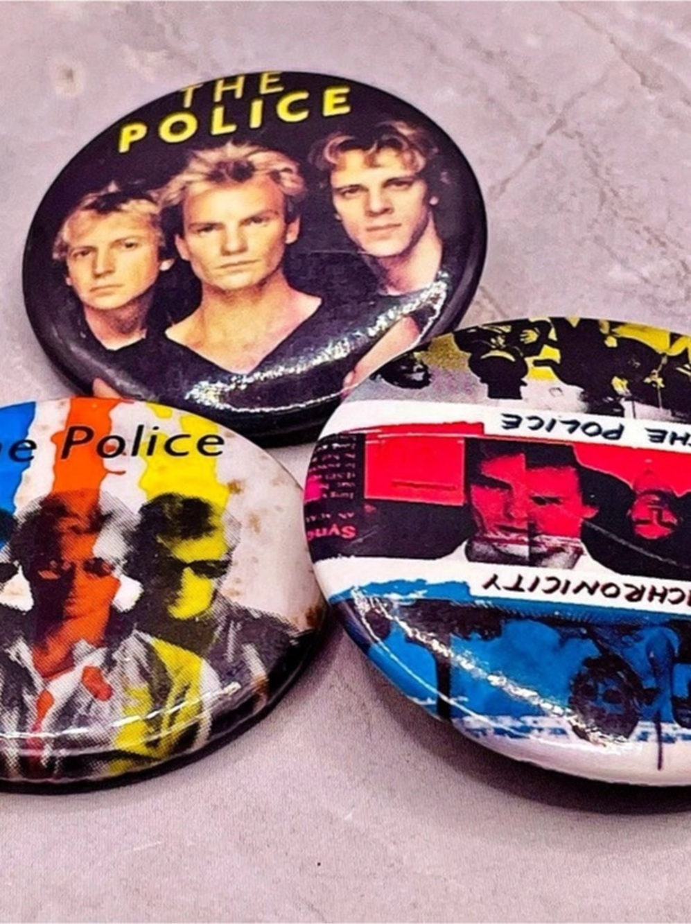 Vintage The Police Pin-Back 3 Button Set